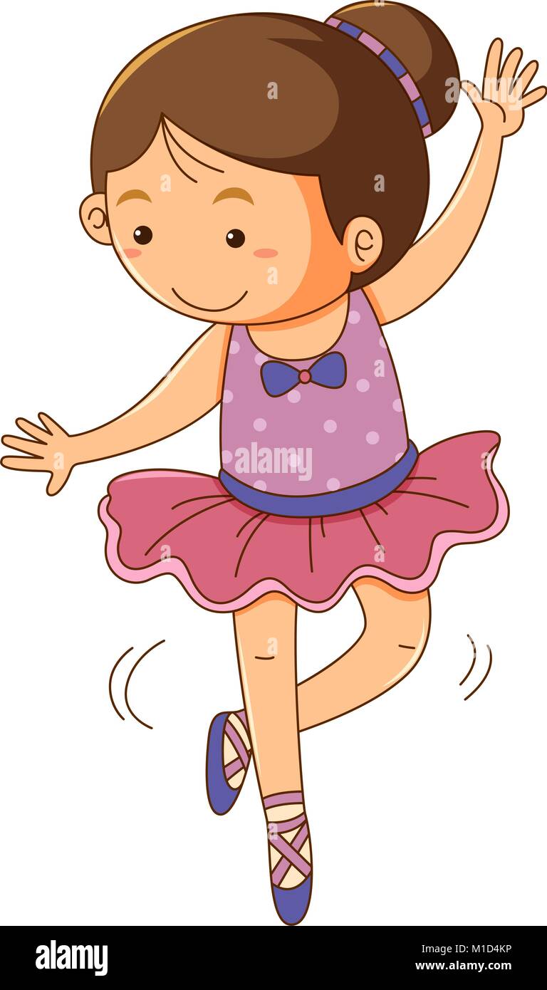 Girl in pink ballet outfit on white background illustration Stock ...
