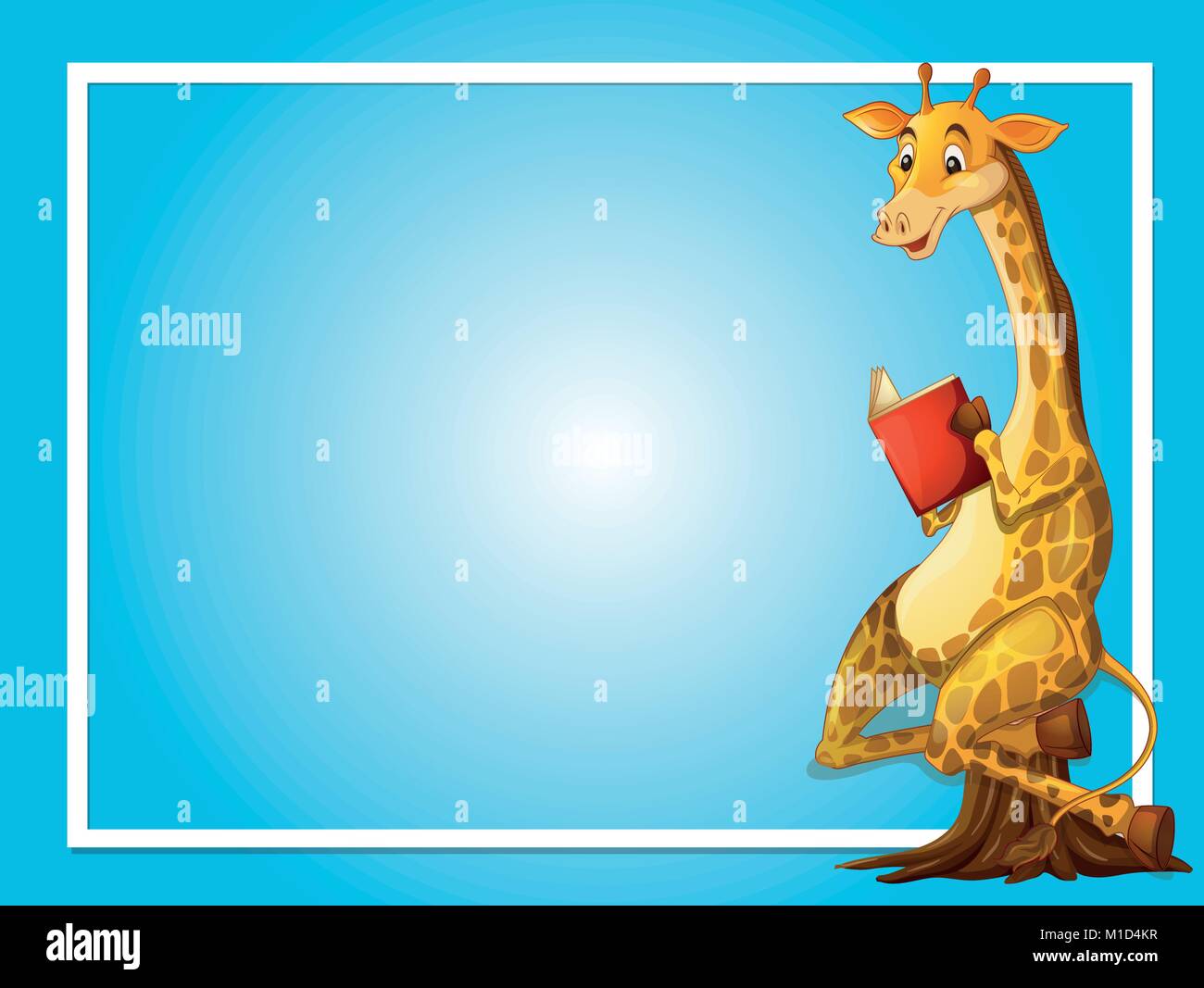 Border Template With Giraffe Reading Illustration Stock Vector Image 