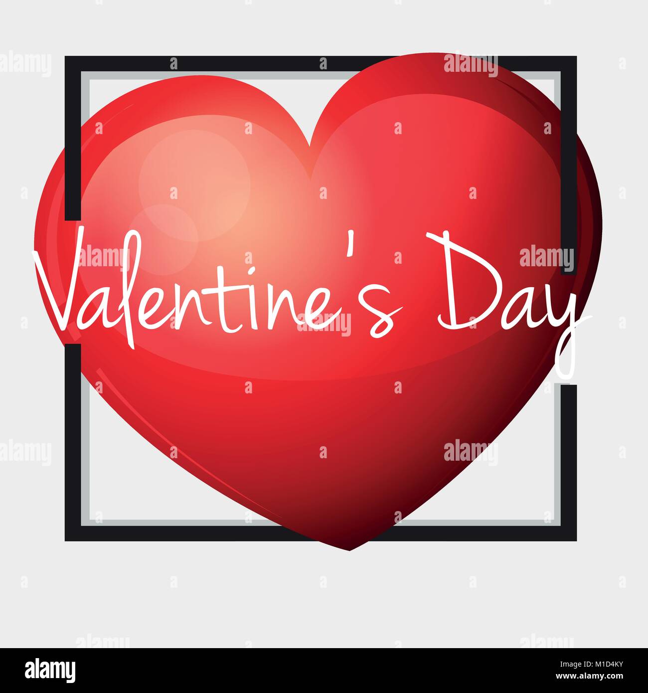 Valentine card template with big red heart illustration Stock Vector ...