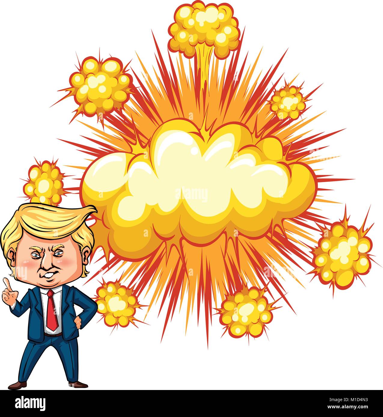 American president Trump with explode background illustration Stock Vector