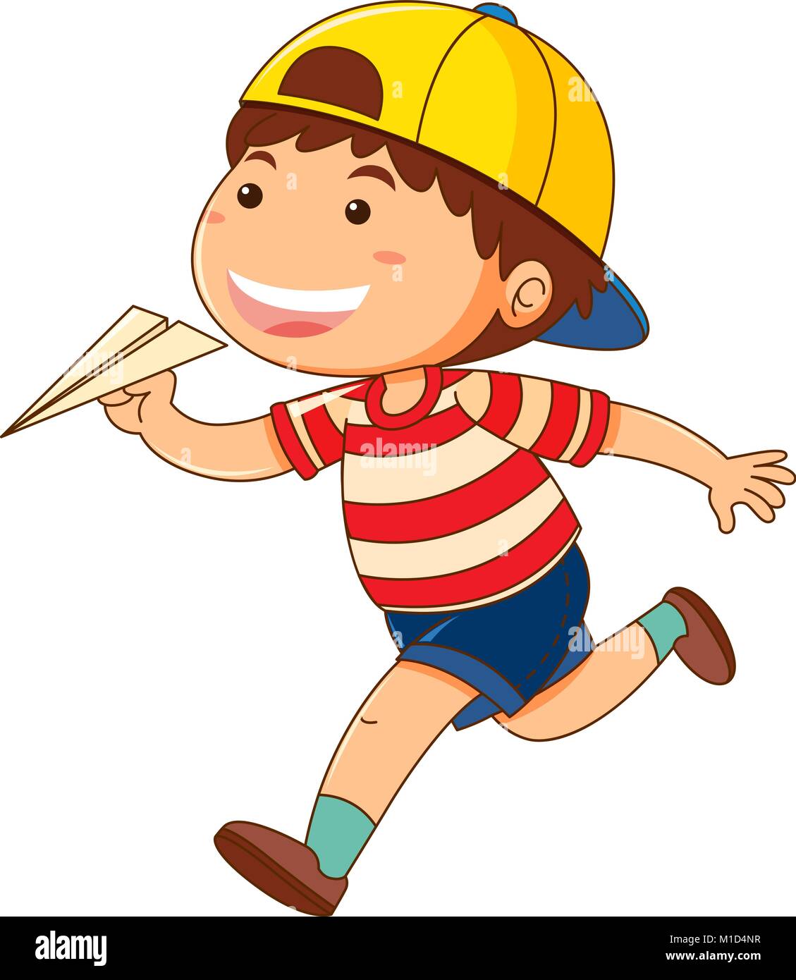 Little boy with paper airplane illustration Stock Vector Image & Art ...