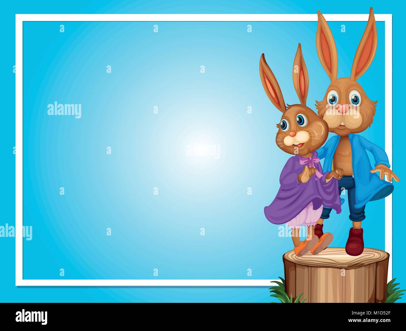 Border template with two rabbits illustration Stock Vector Image & Art ...
