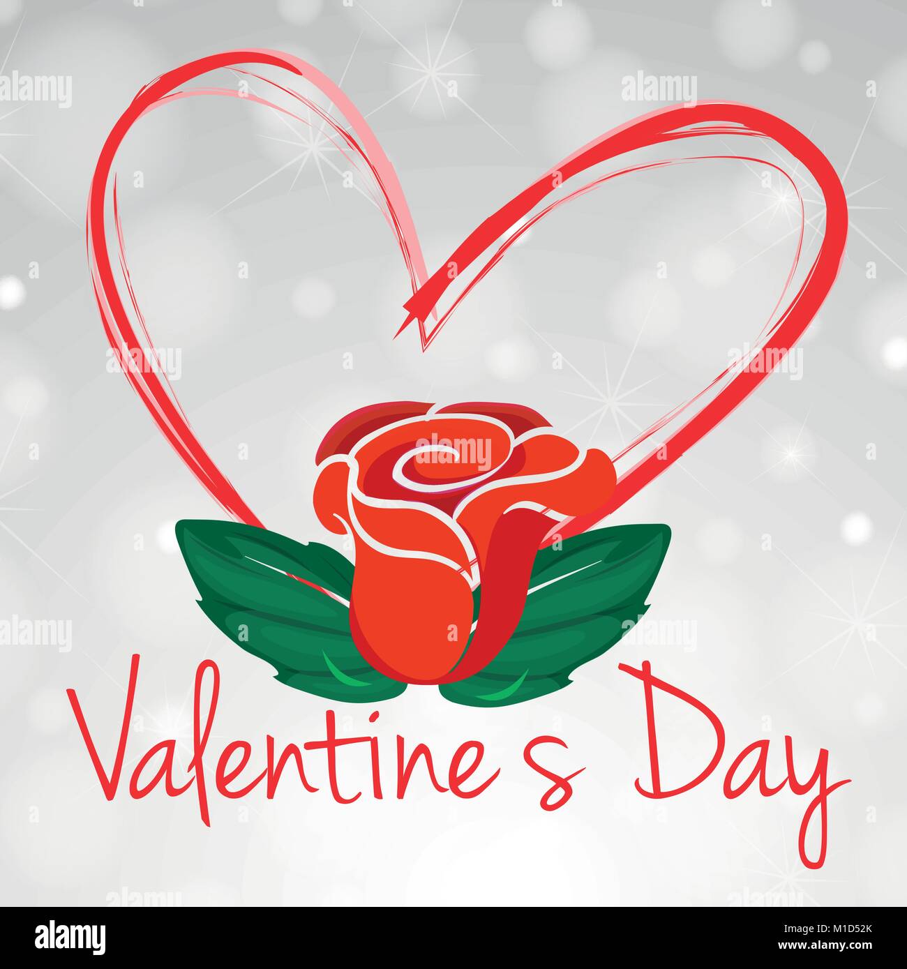 Valentine card template with red rose illustration Stock Vector Image ...