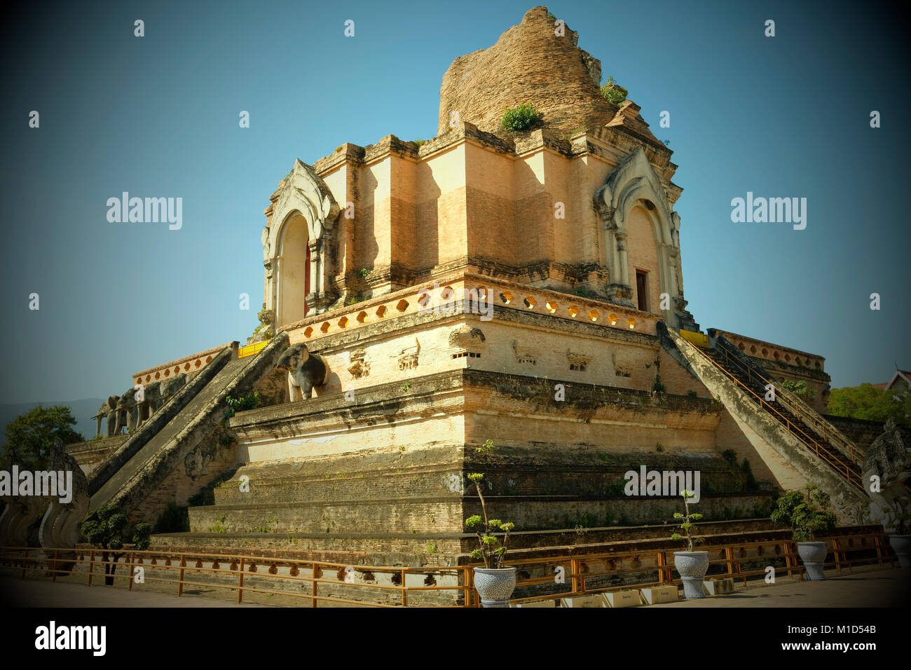 The ancient stupa at Wat Chedi Luang in Chiang Mai, Thailand. 24-Jan-2018 Stock Photo