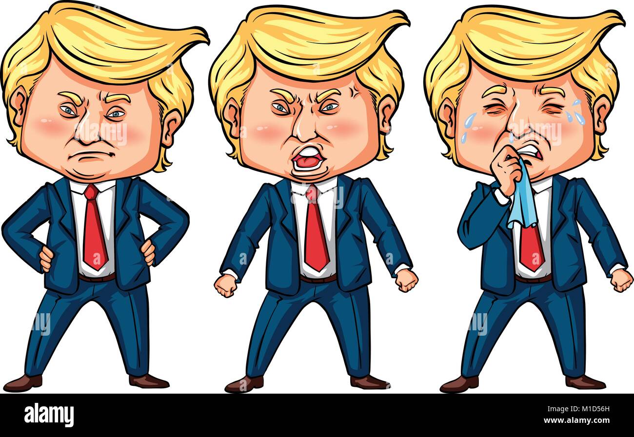 Three actions of US president Trump illustration Stock Vector