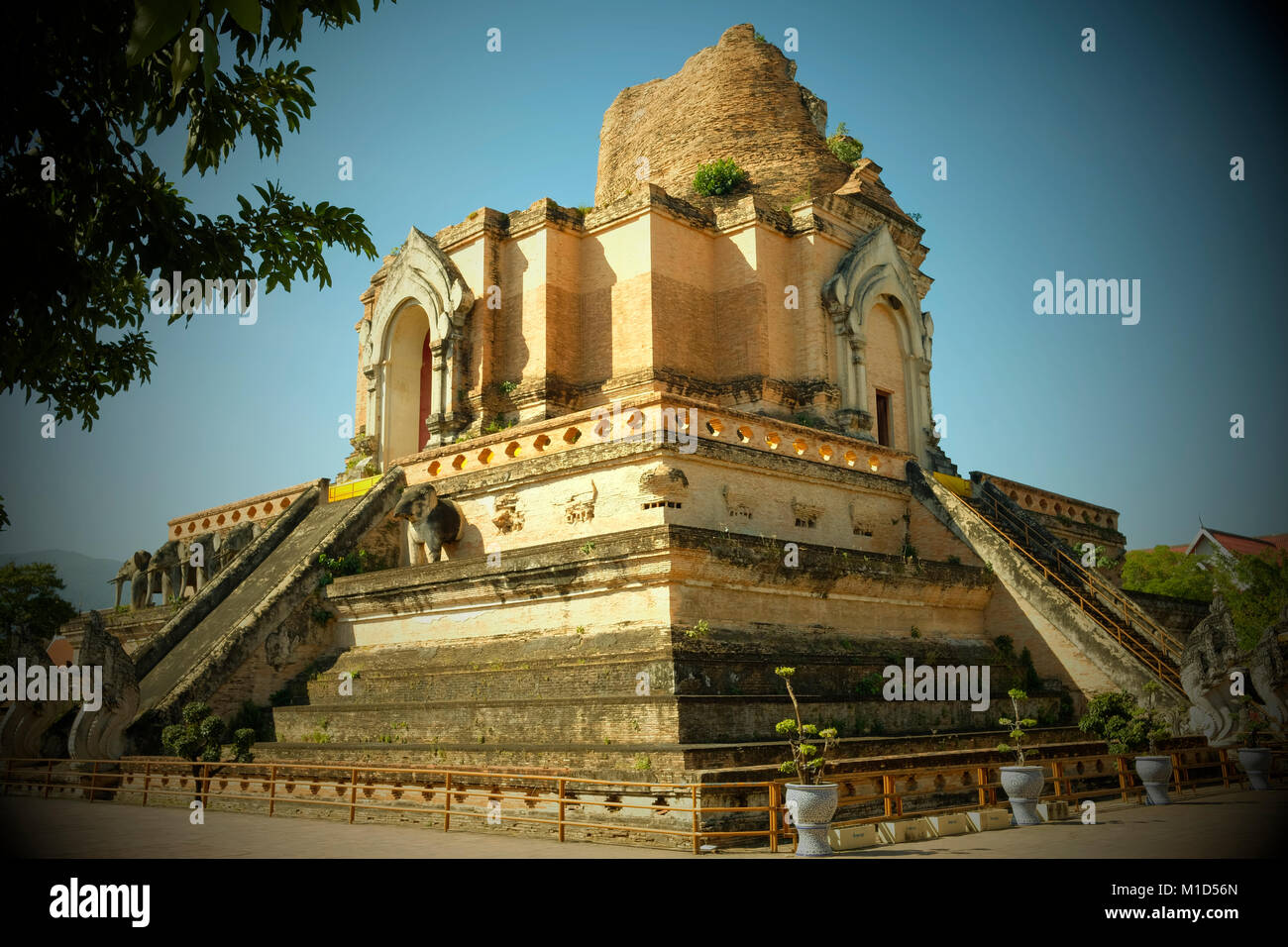 The ancient stupa at Wat Chedi Luang in Chiang Mai, Thailand. 24-Jan-2018 Stock Photo