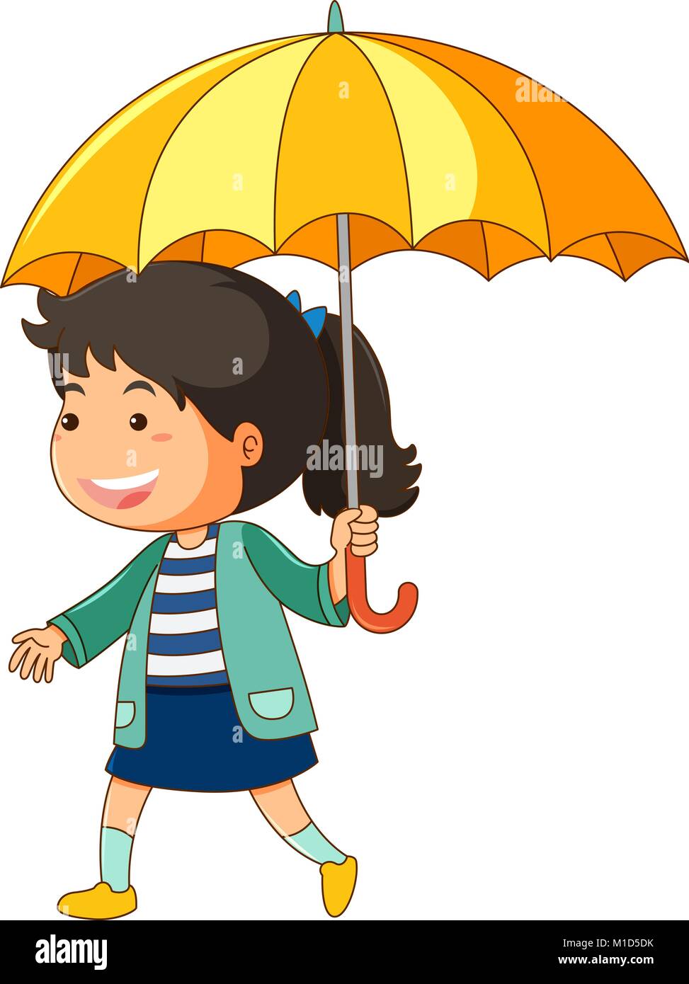 Girl with yellow umbrella illustration Stock Vector Image & Art Alamy
