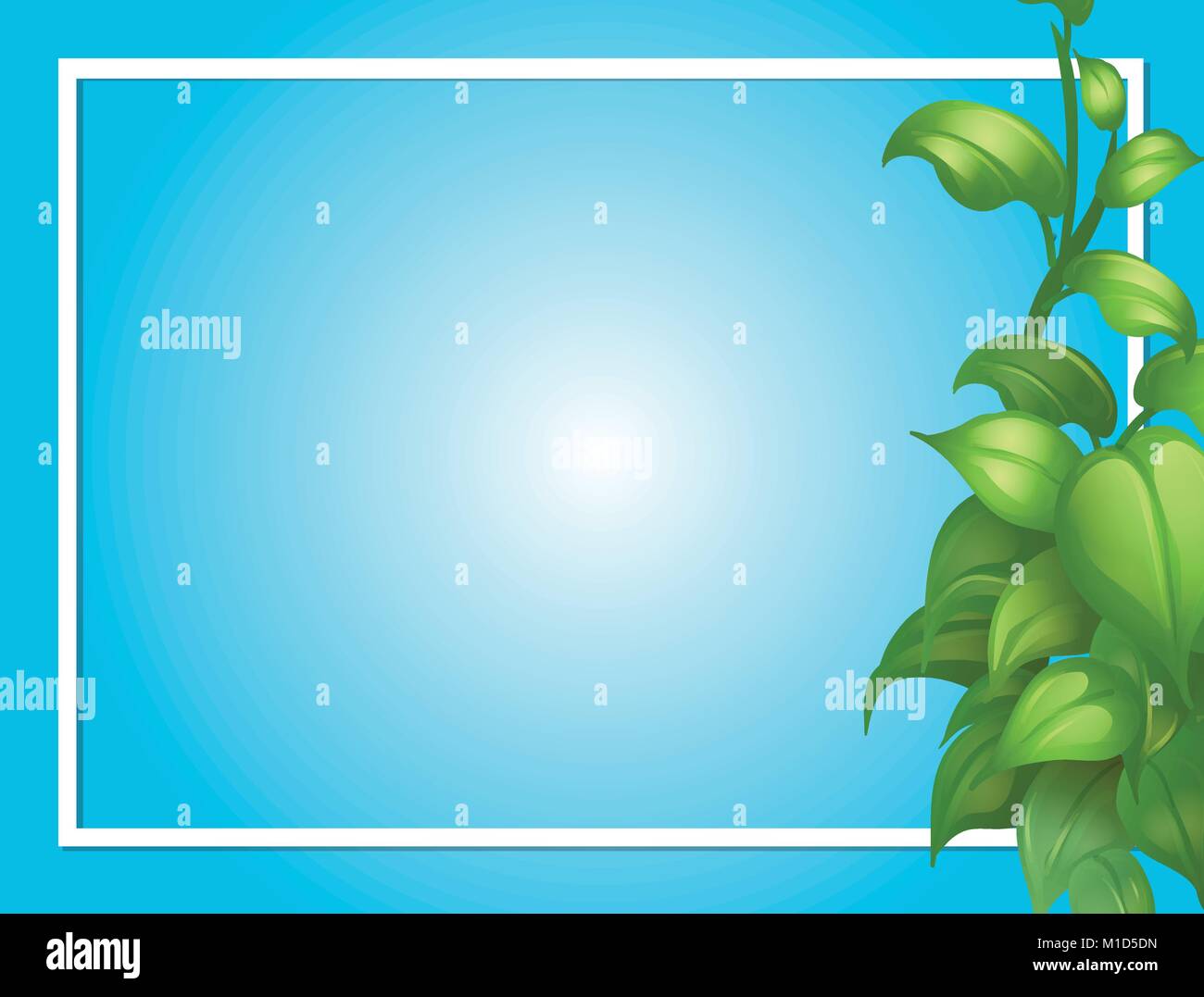 Border template with green leaves on side illustration Stock Vector ...