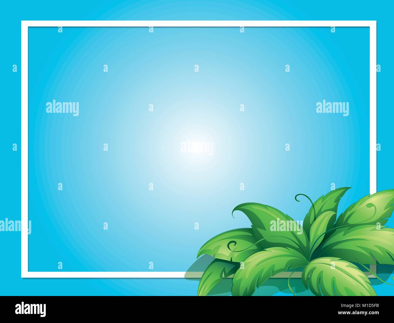 Border template with green leaves illustration Stock Vector Image & Art