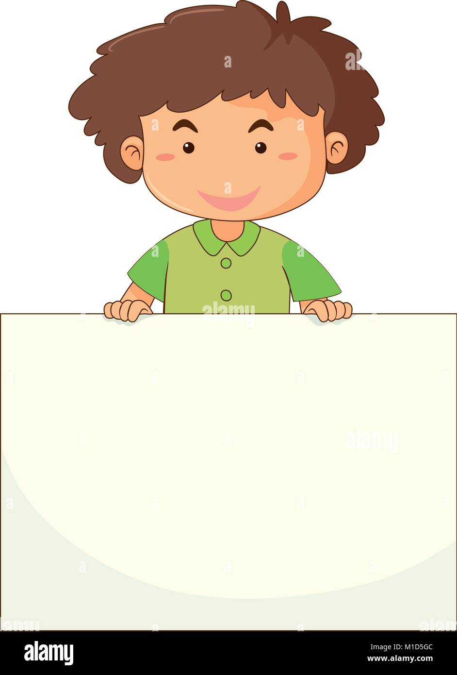 Little boy holding blank paper illustration Stock Vector Image & Art ...