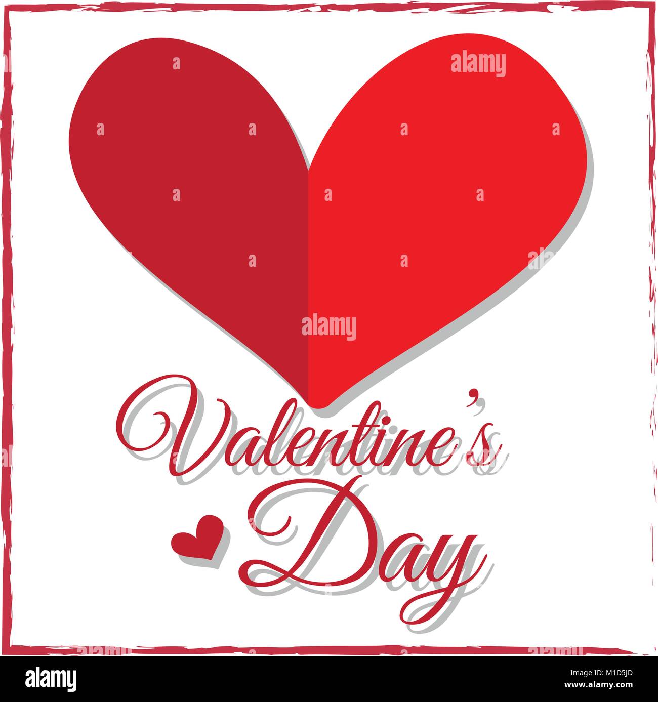 Card design for Valentine's day with red heart illustration Stock ...