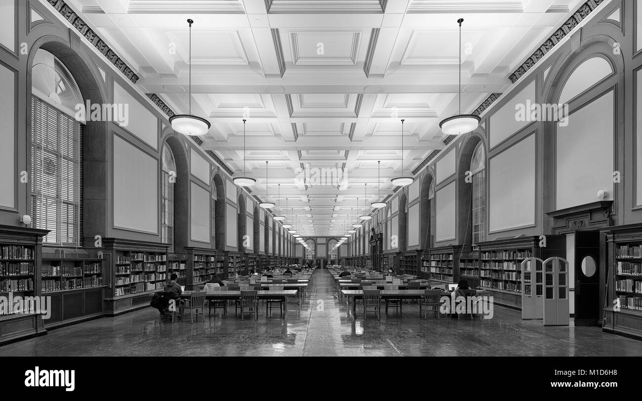 Reading room inside the Main Library (built in 1924) on the campus of