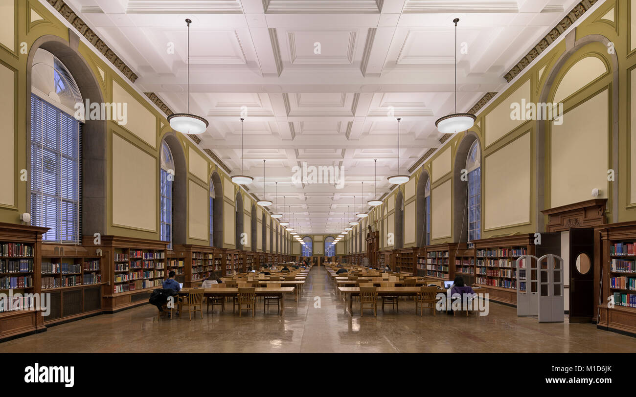 Reading room inside the Main Library (built in 1924) on the campus of the University of Illinois at Urbana-Champaign in Urbana, Illinois Stock Photo