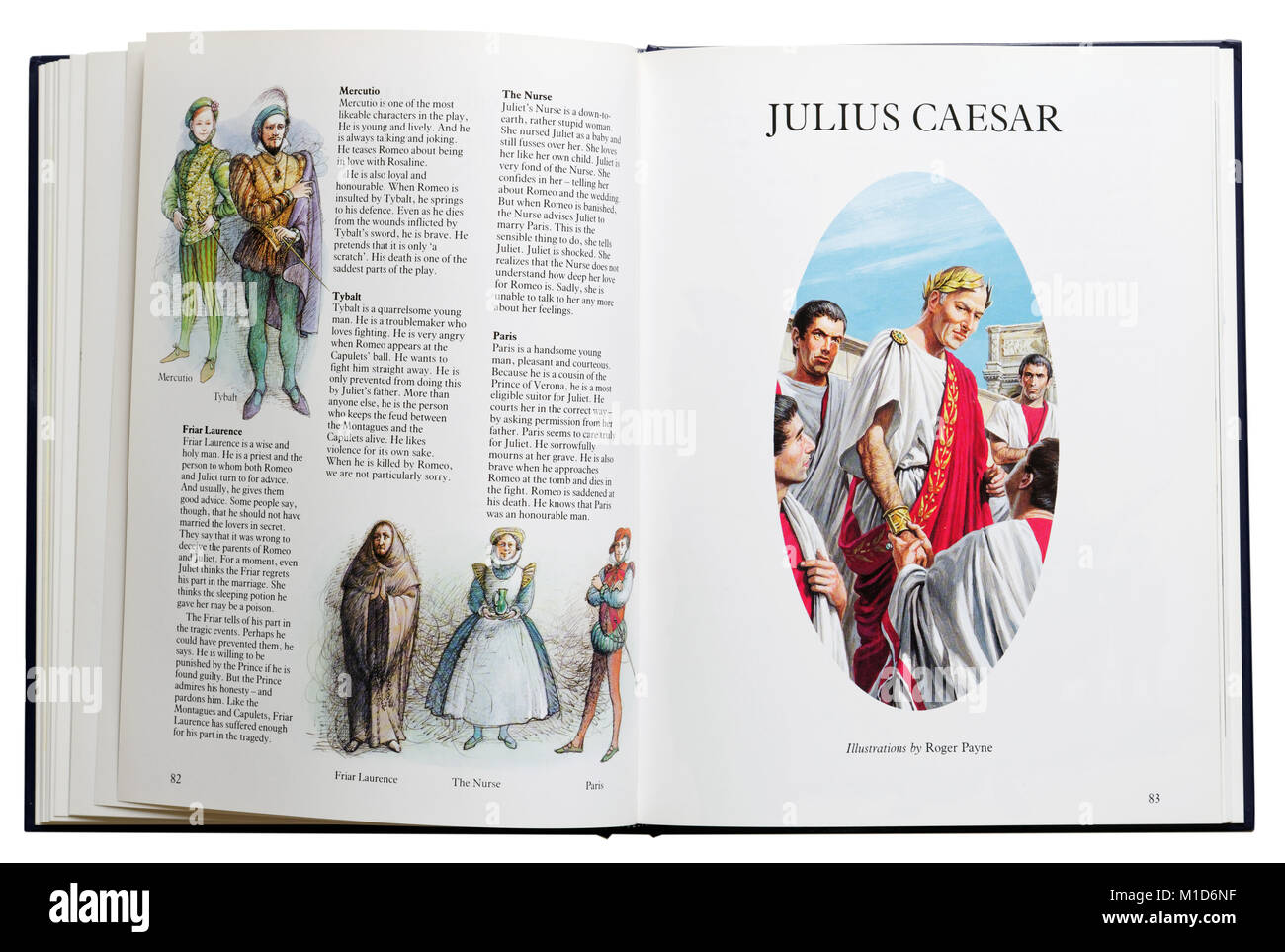 An illustrated book of Shakespeare's plays open at Julius Caesar Stock Photo