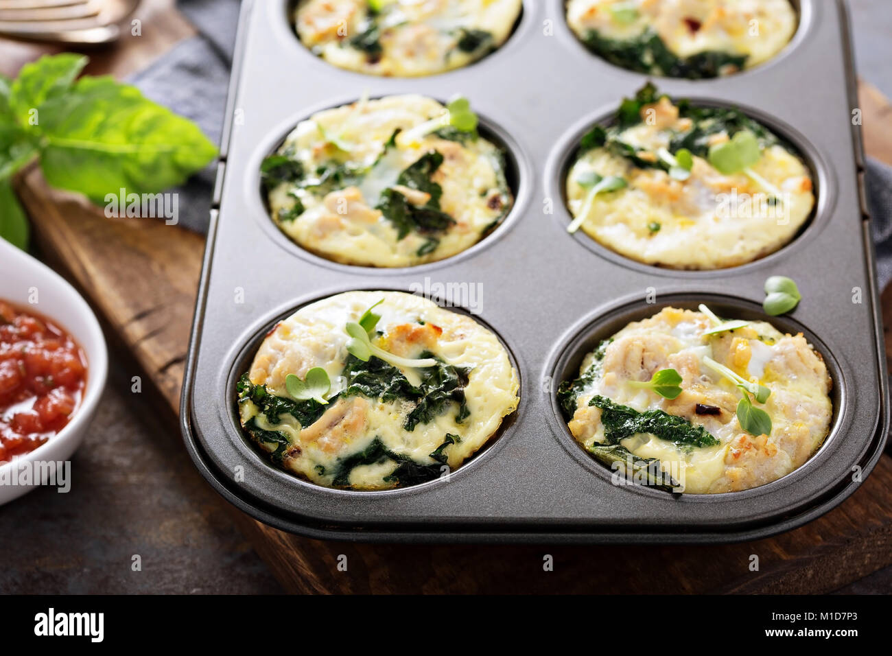 High protein egg muffins with kale Stock Photo Alamy