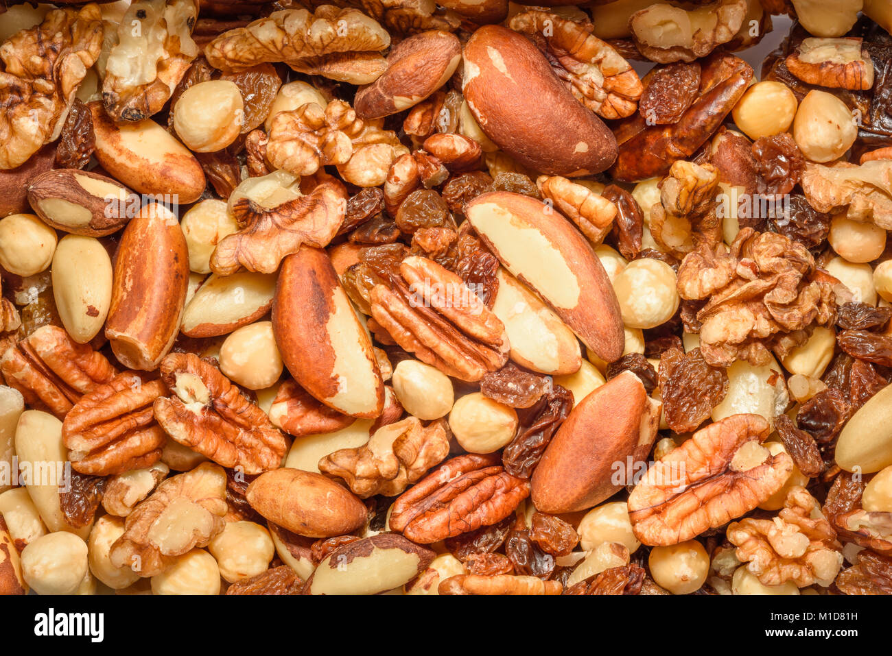 Assortment of mixed fruit and nuts Stock Photo