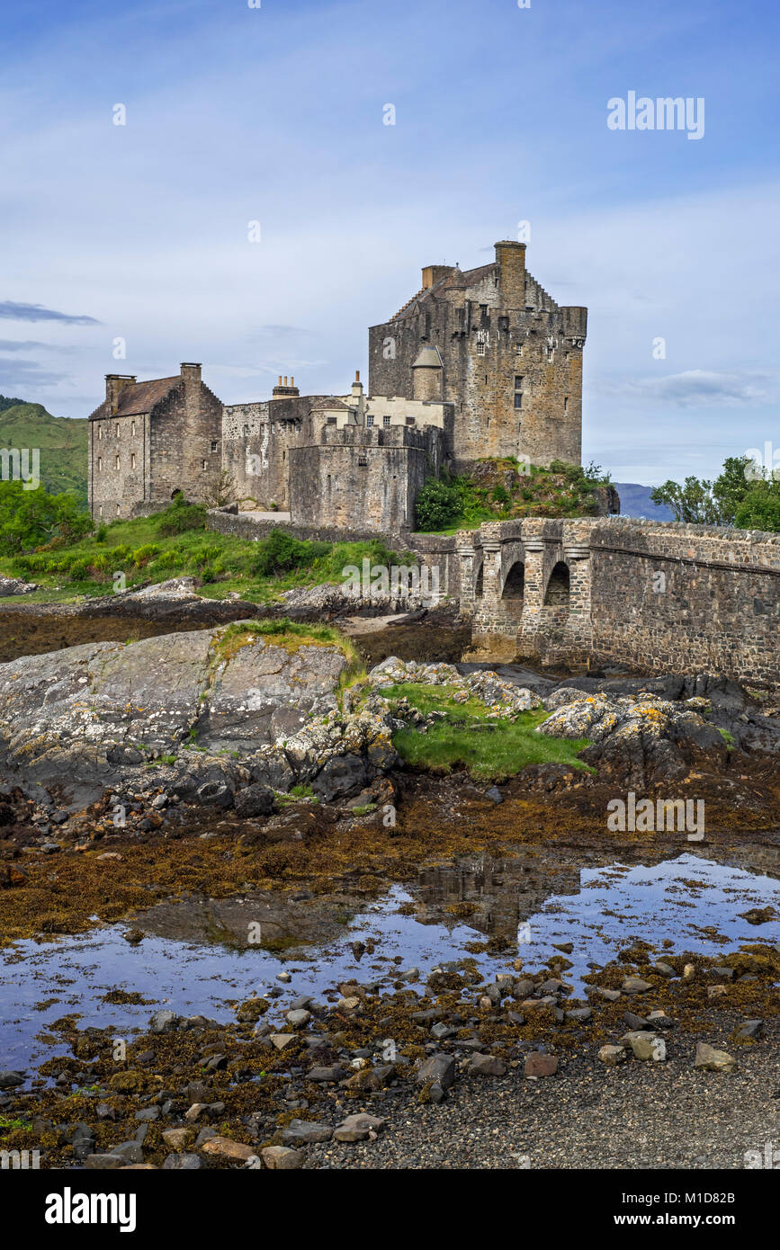 Eilean Donan Castle in Loch Duich, Ross and Cromarty, Scottish Highlands, Scotland, UK Stock Photo