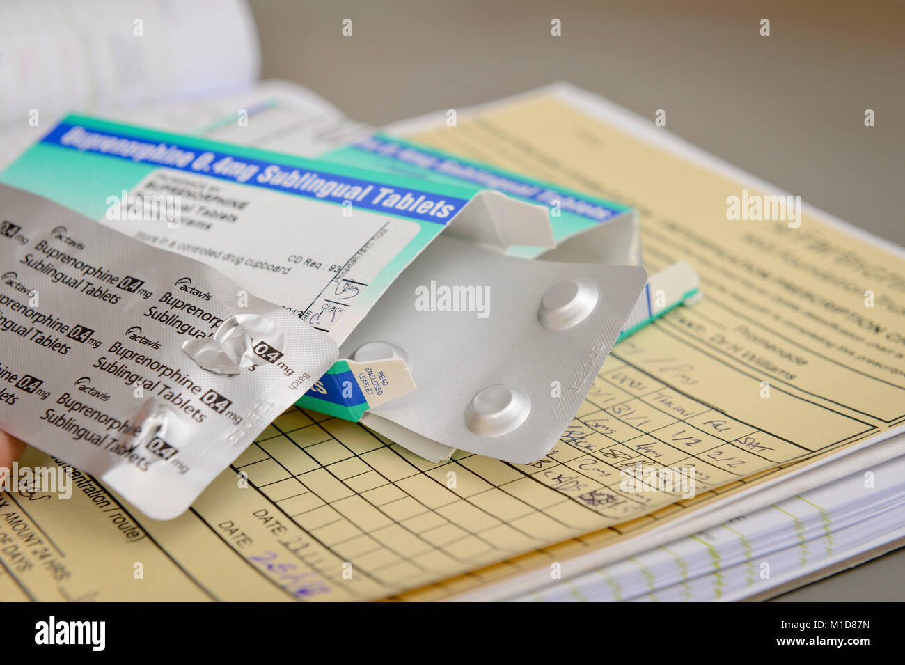 Dispensing controlled medicines on a hospital ward. Stock Photo