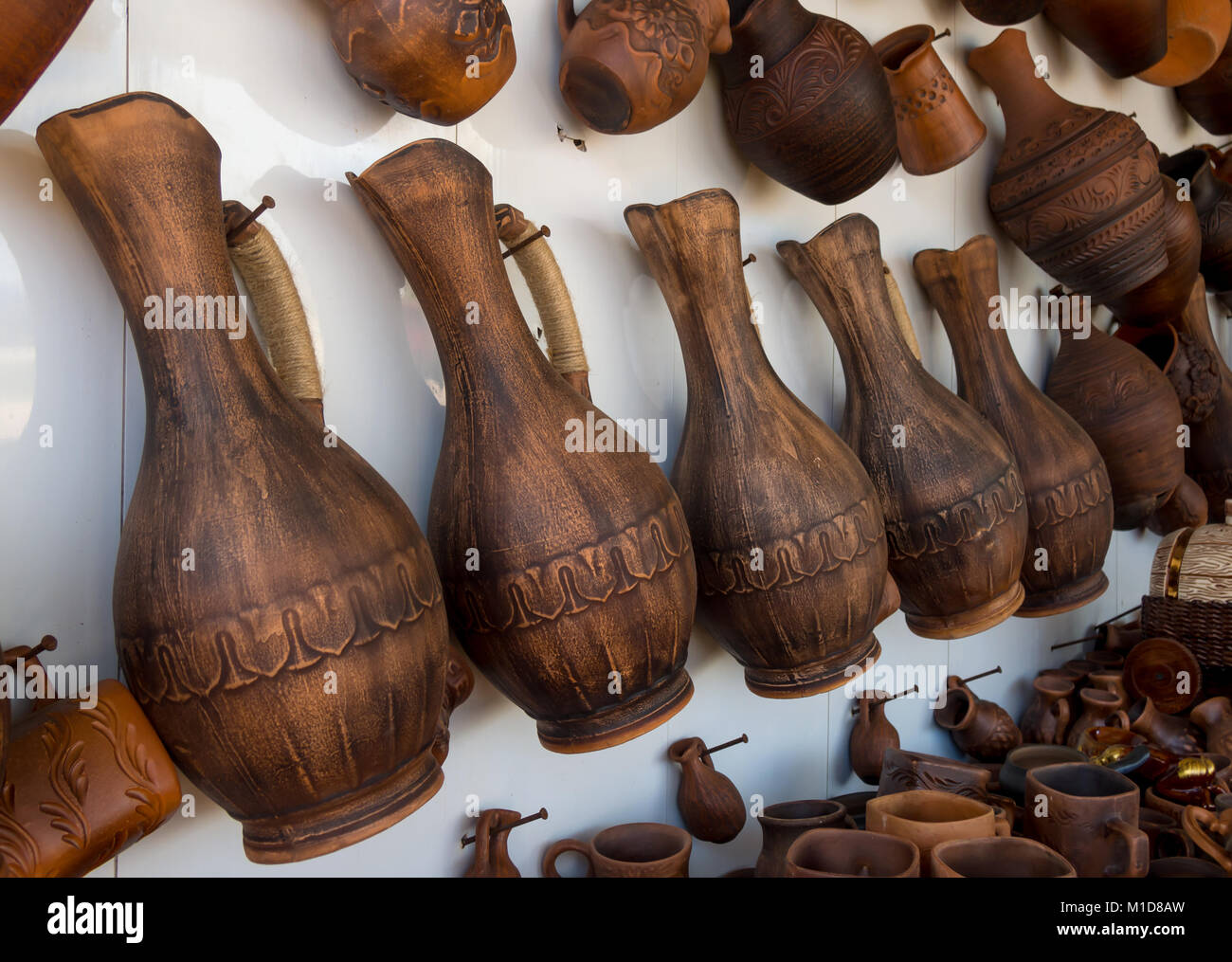 Clay pitchers for wine made by modern masters Stock Photo Alamy