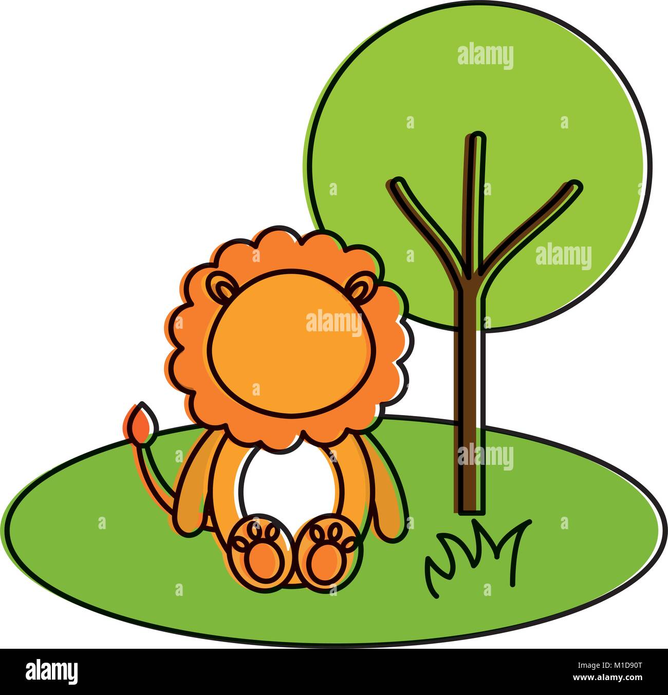 cute and tender lion in the jungle character Stock Vector Image & Art ...