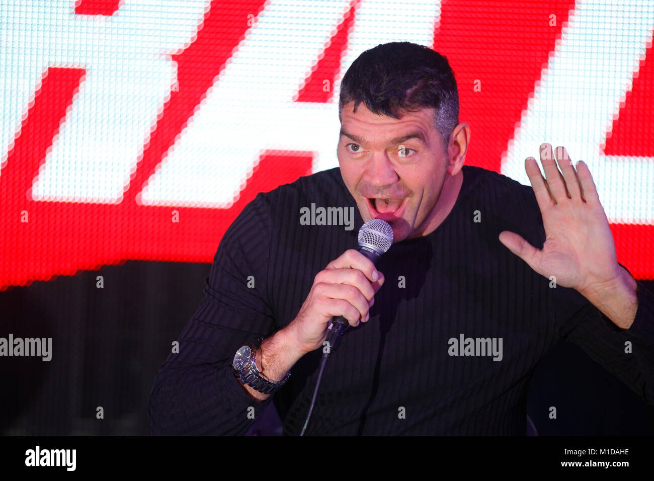 Spencer Wilding on stage as a guest speaker at the Sci Fi event 'Ultra Con' at the Yorkshire Events Centre in Harrogate Stock Photo