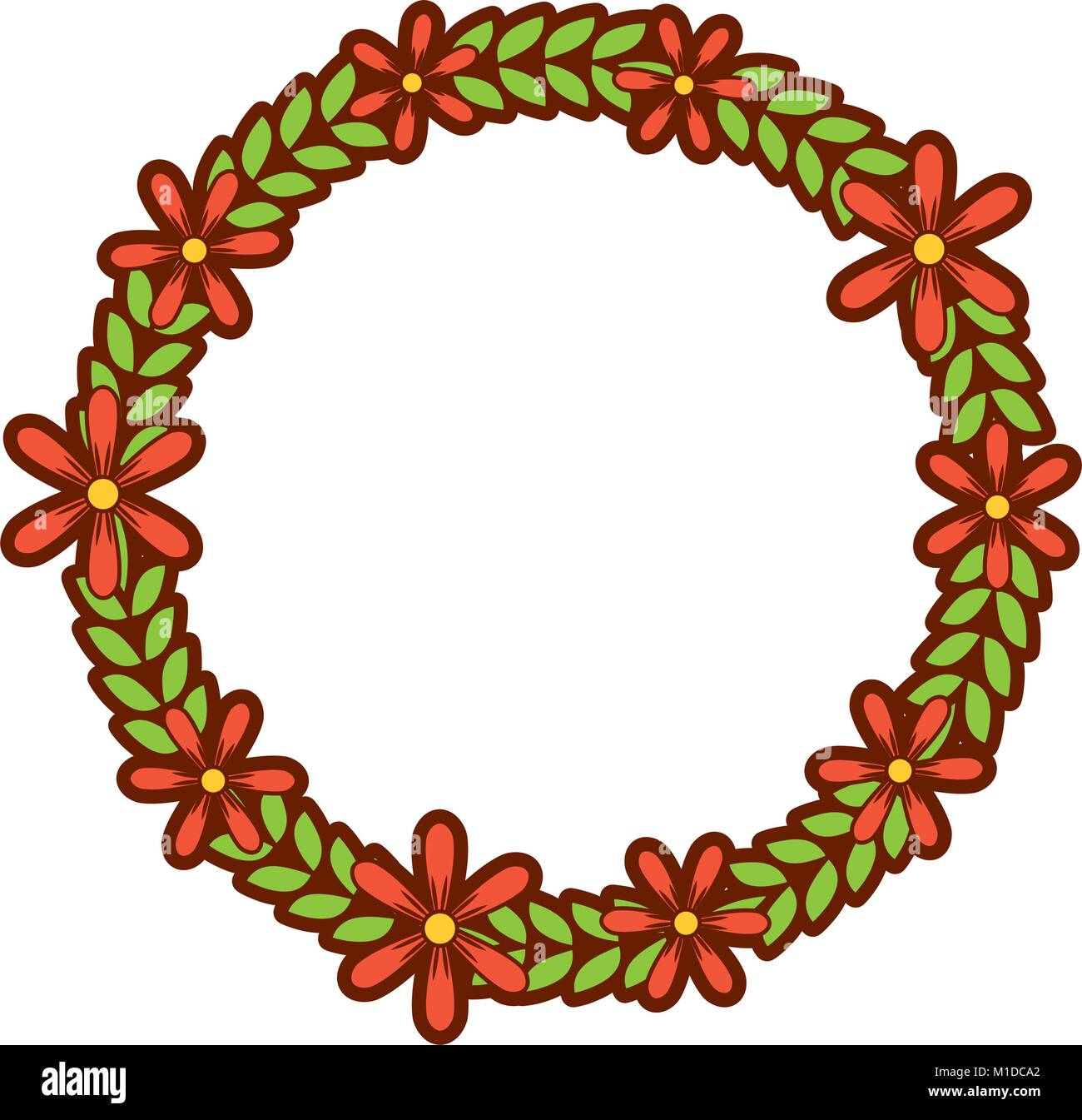beautiful floral wreath with spring flowers leaves Stock Vector Image ...