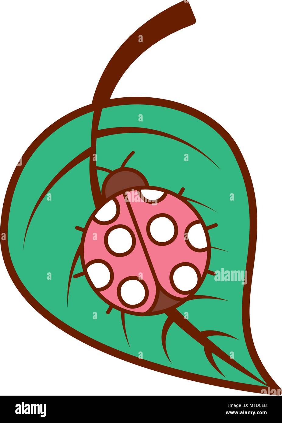 ladybug on leaf spring time Stock Vector Image & Art - Alamy