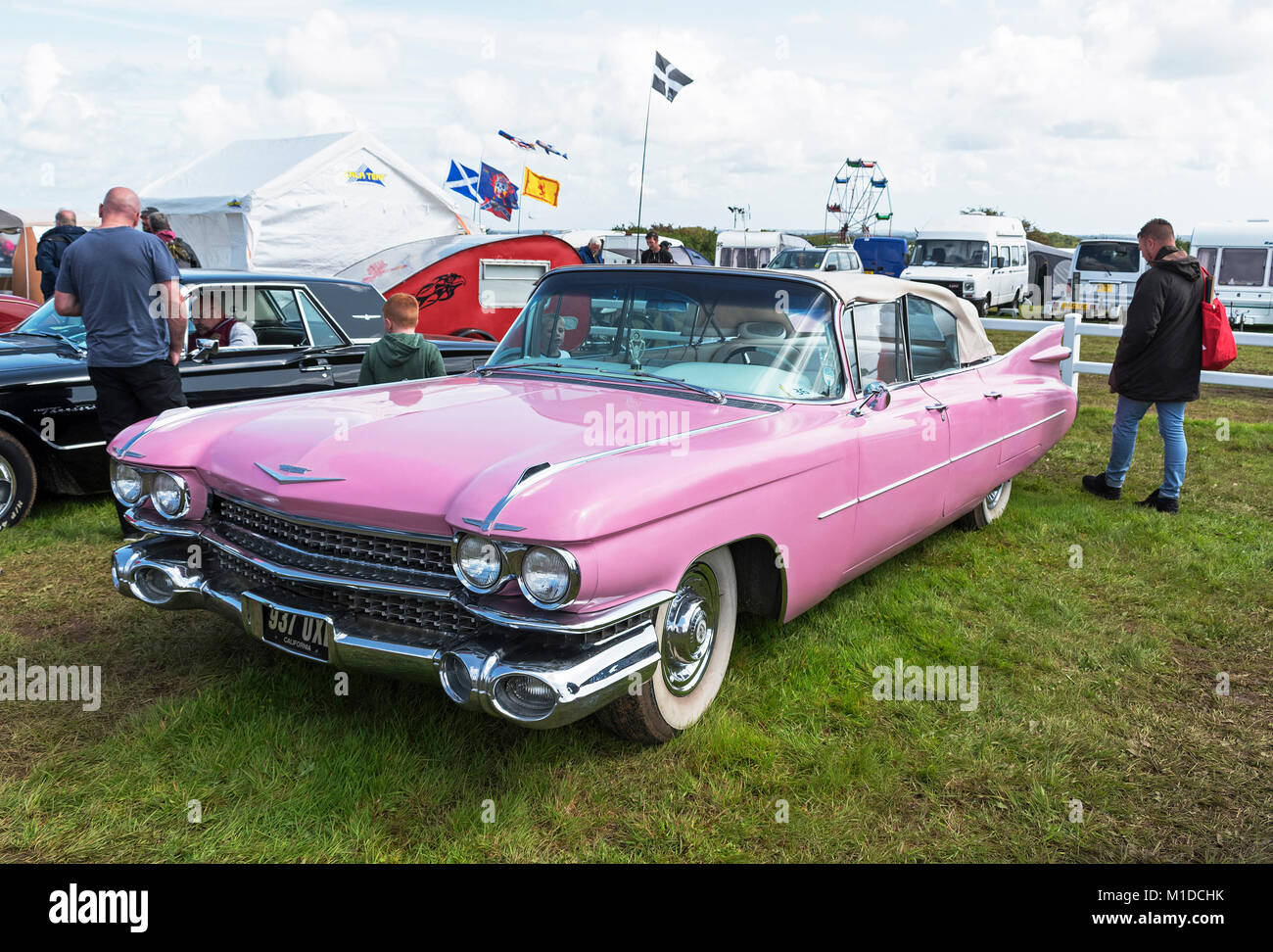 pink vintage classic cadillac american motor car Stock Photo