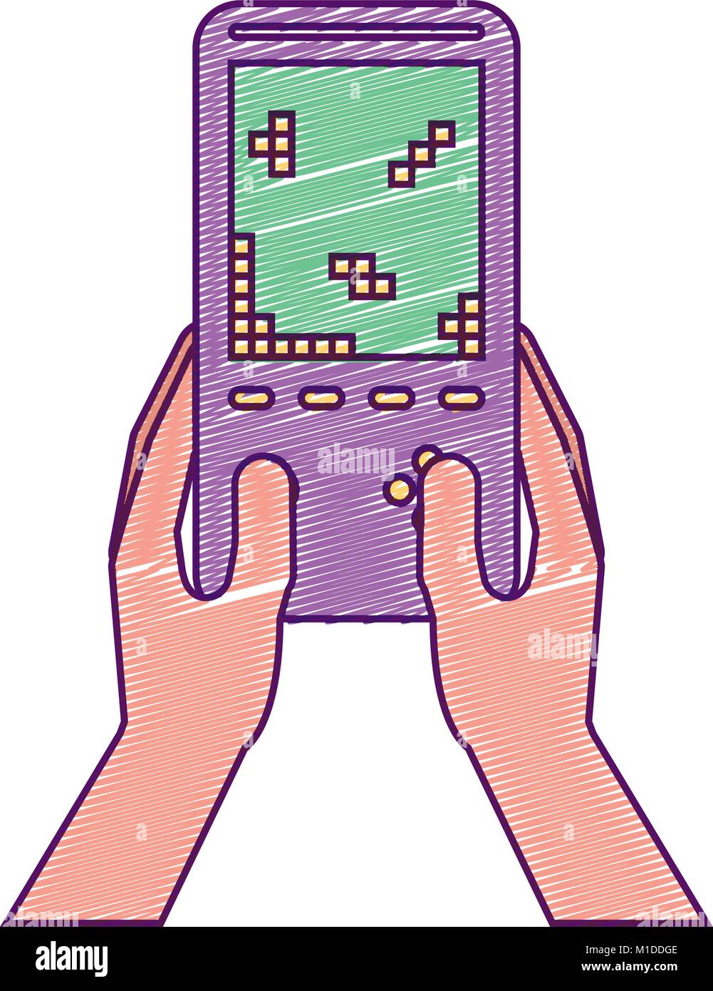 hand holding video game device retro Stock Vector Image & Art - Alamy