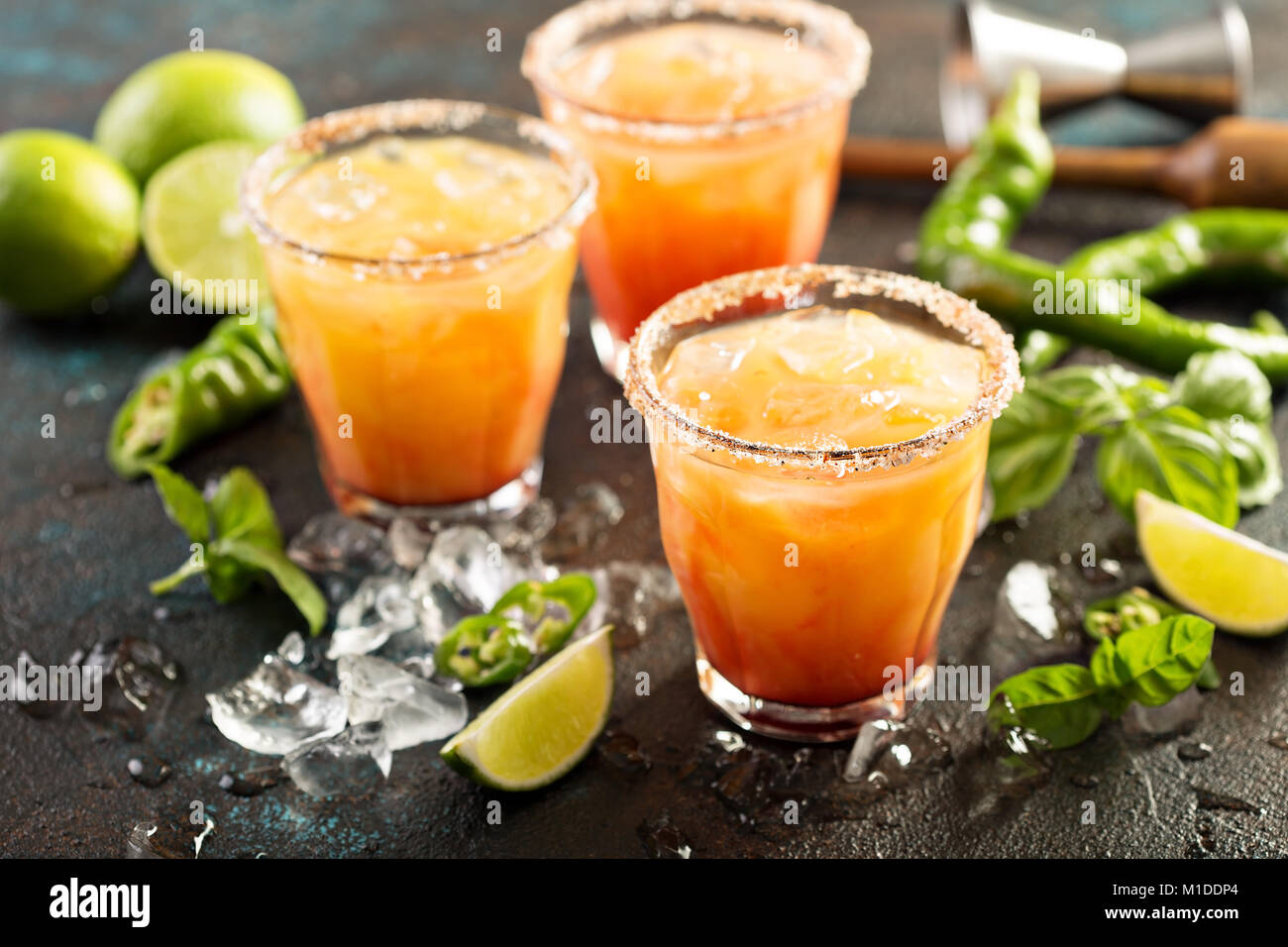 Tequila sunrise margarita Stock Photo Alamy