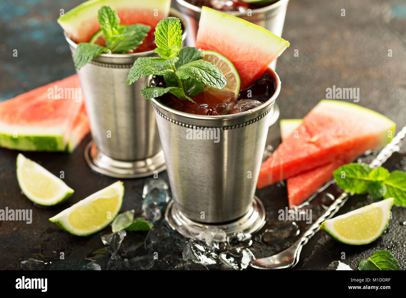 Watermelon lime mint juleps Stock Photo Alamy