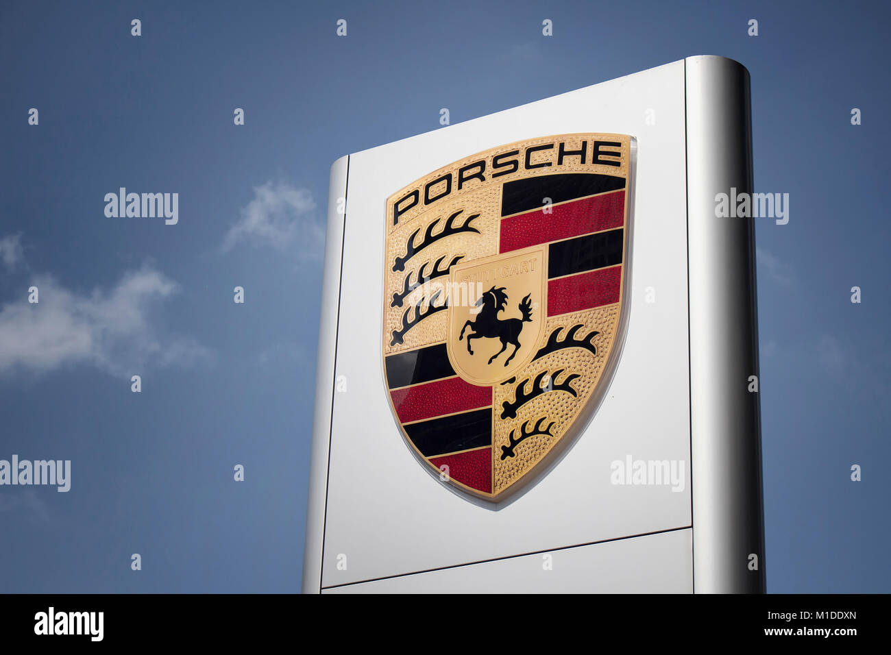Signage of famous, luxury German automobile brand's technical service / sale point in Maslak / Istanbul. Stock Photo