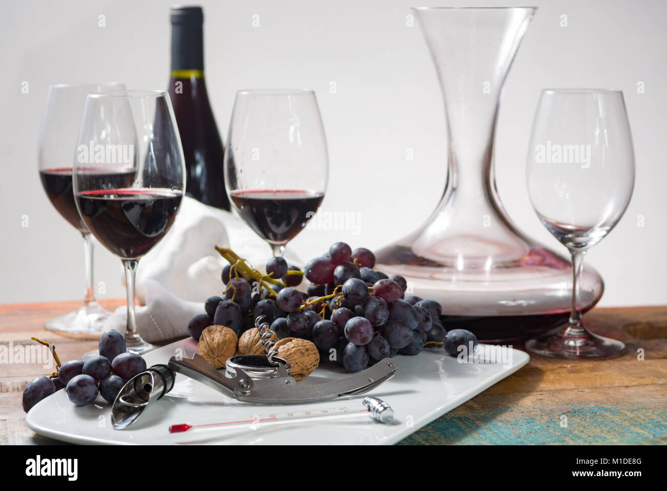 Professional red wine tasting event with high quality wine glasses and ...