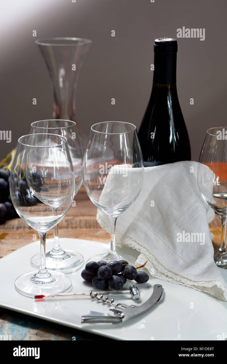 Professional red wine tasting event with high quality wine glasses and ...