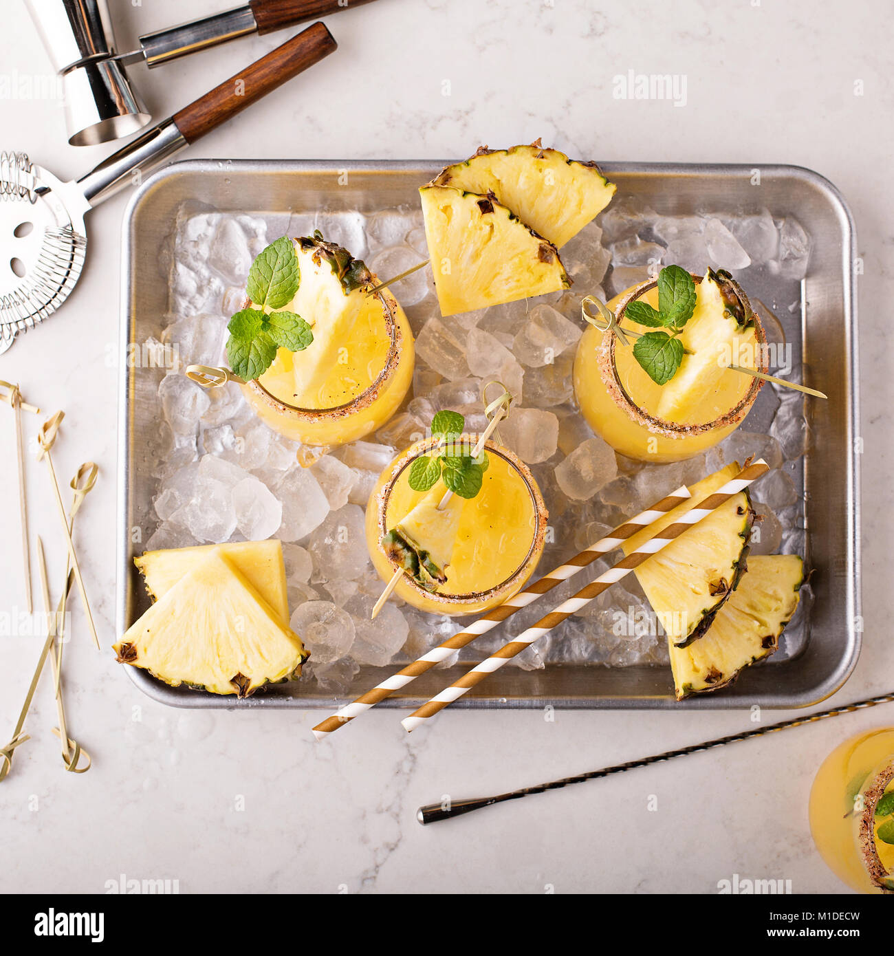 Pineapple cold cocktails Stock Photo Alamy