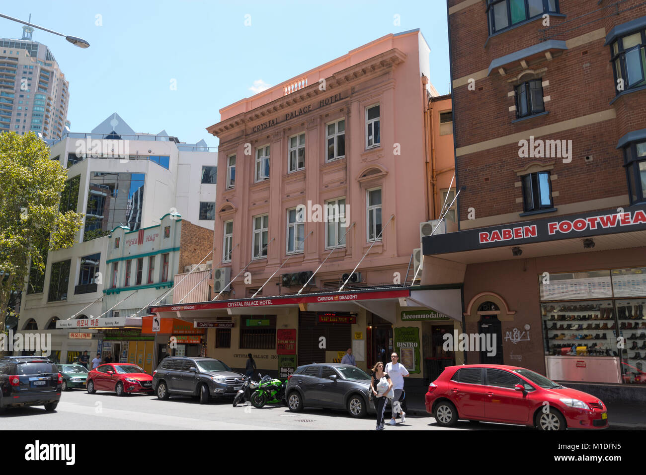 Orchard’s Corner, Raben Footwear and Crystal Palace Hotel– Haymarket, NSW Stock Photo