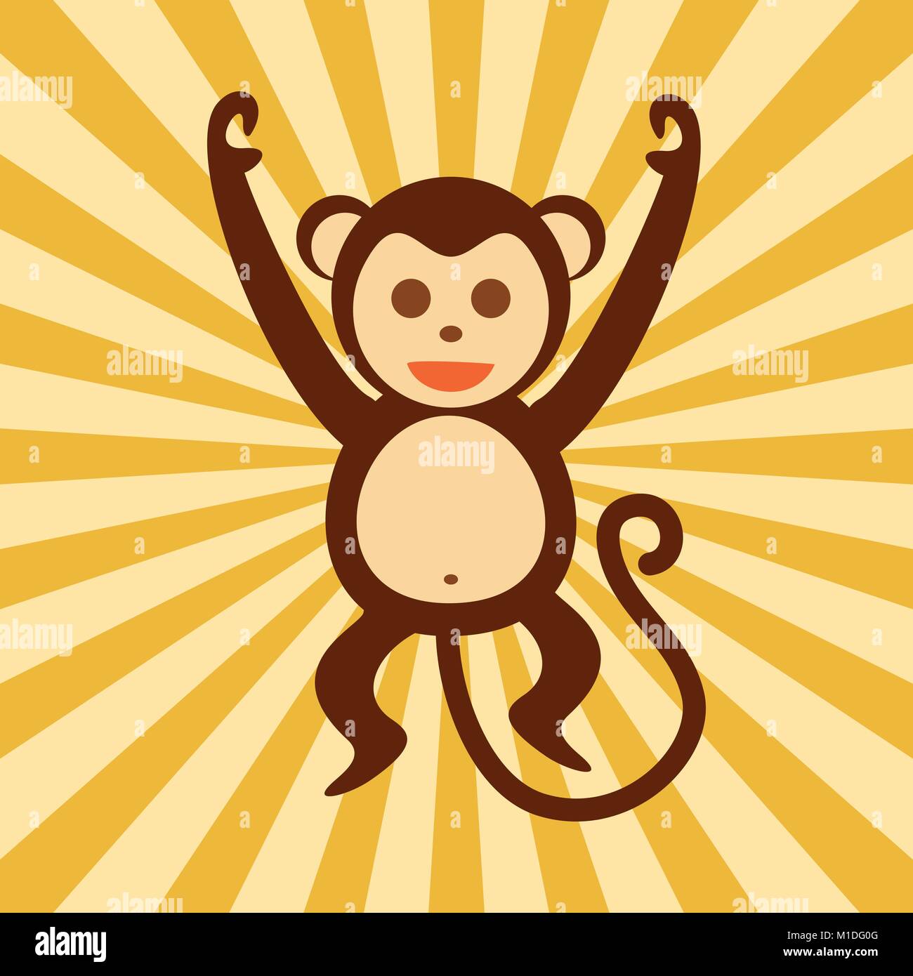 Happy Monkey Action Vector Graphic Illustration Design Stock Vector