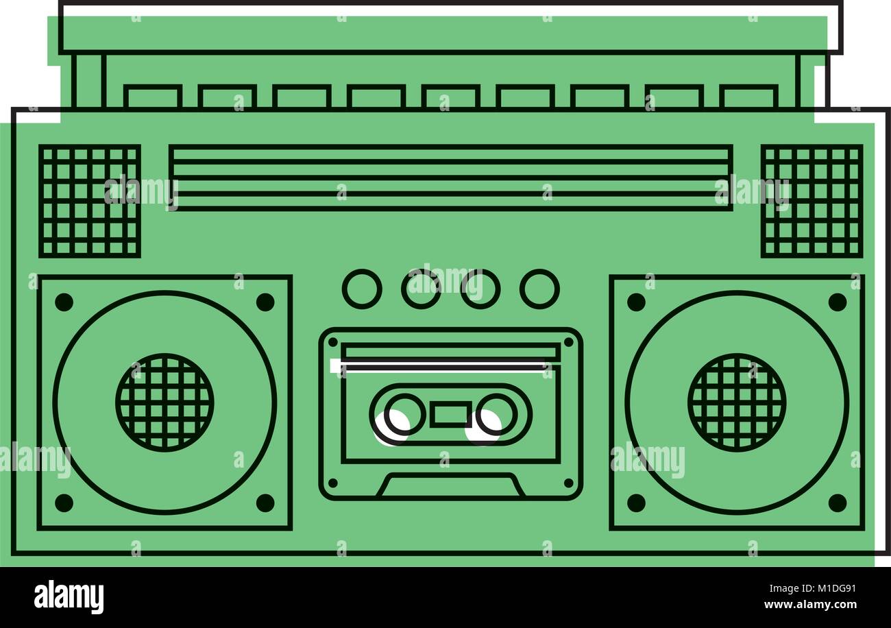 retro stereo cassette player music recorder vector illustration Stock ...