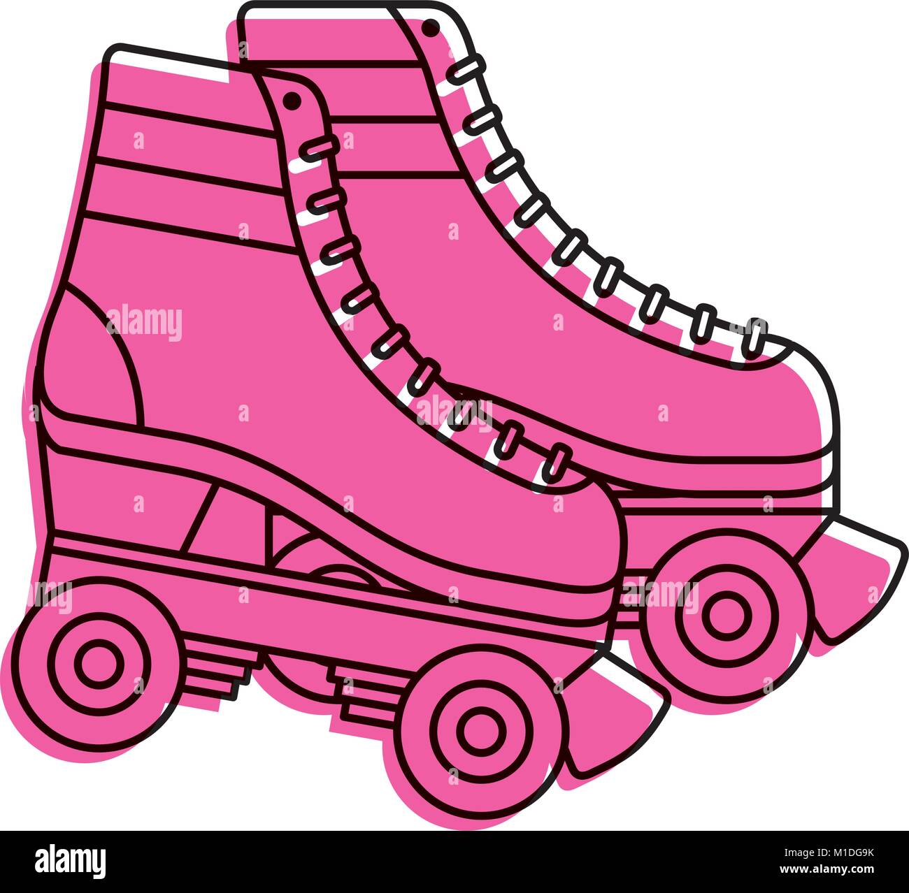 retro roller skates wheels trendy vintage vector illustration Stock