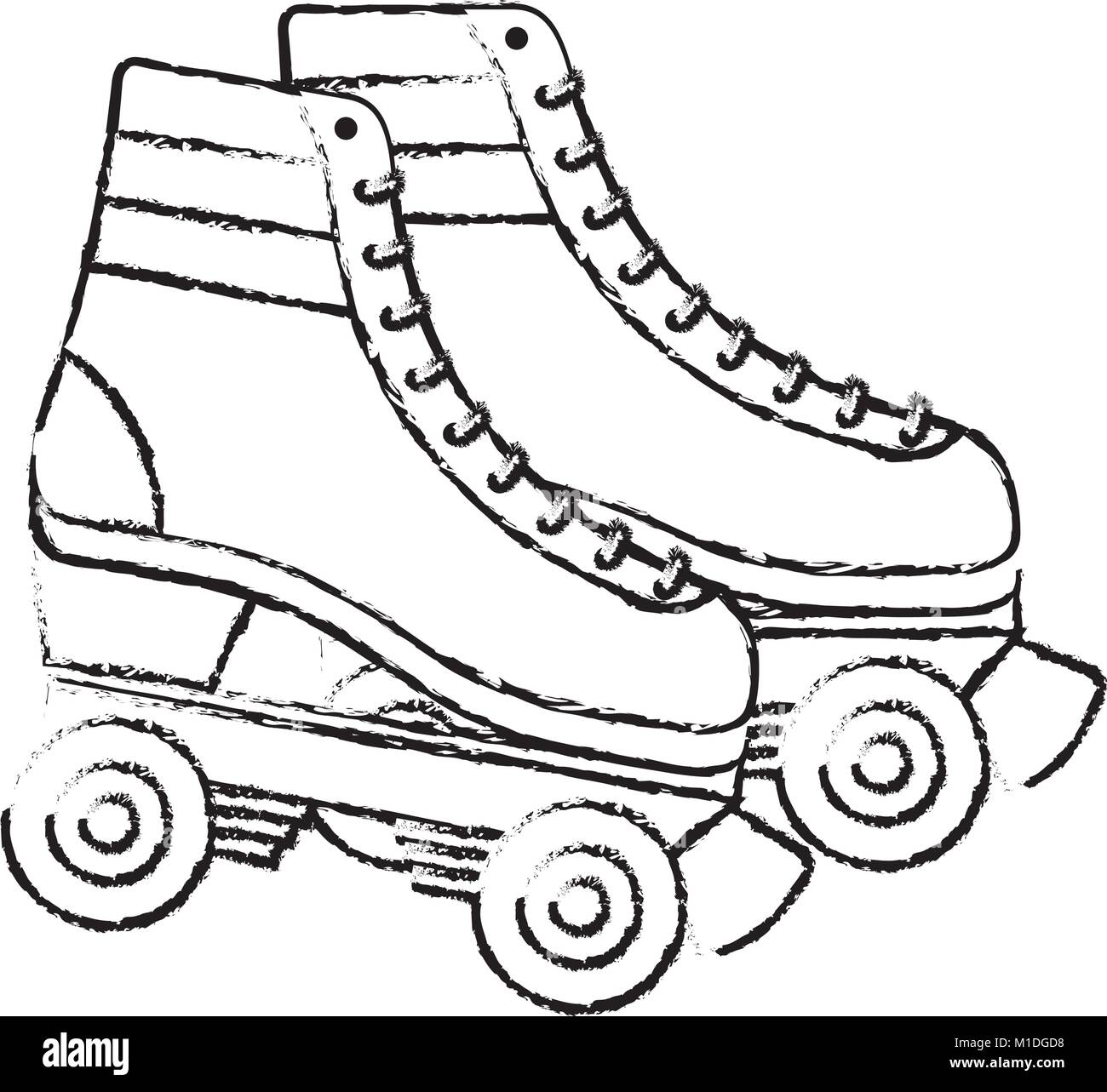 retro roller skates wheels trendy vintage vector illustration Stock
