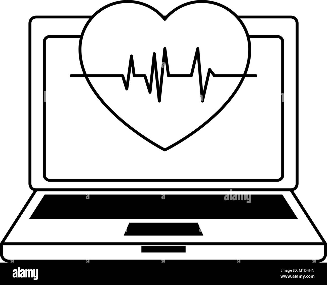 laptop computer with heart cardio vector illustration design Stock ...