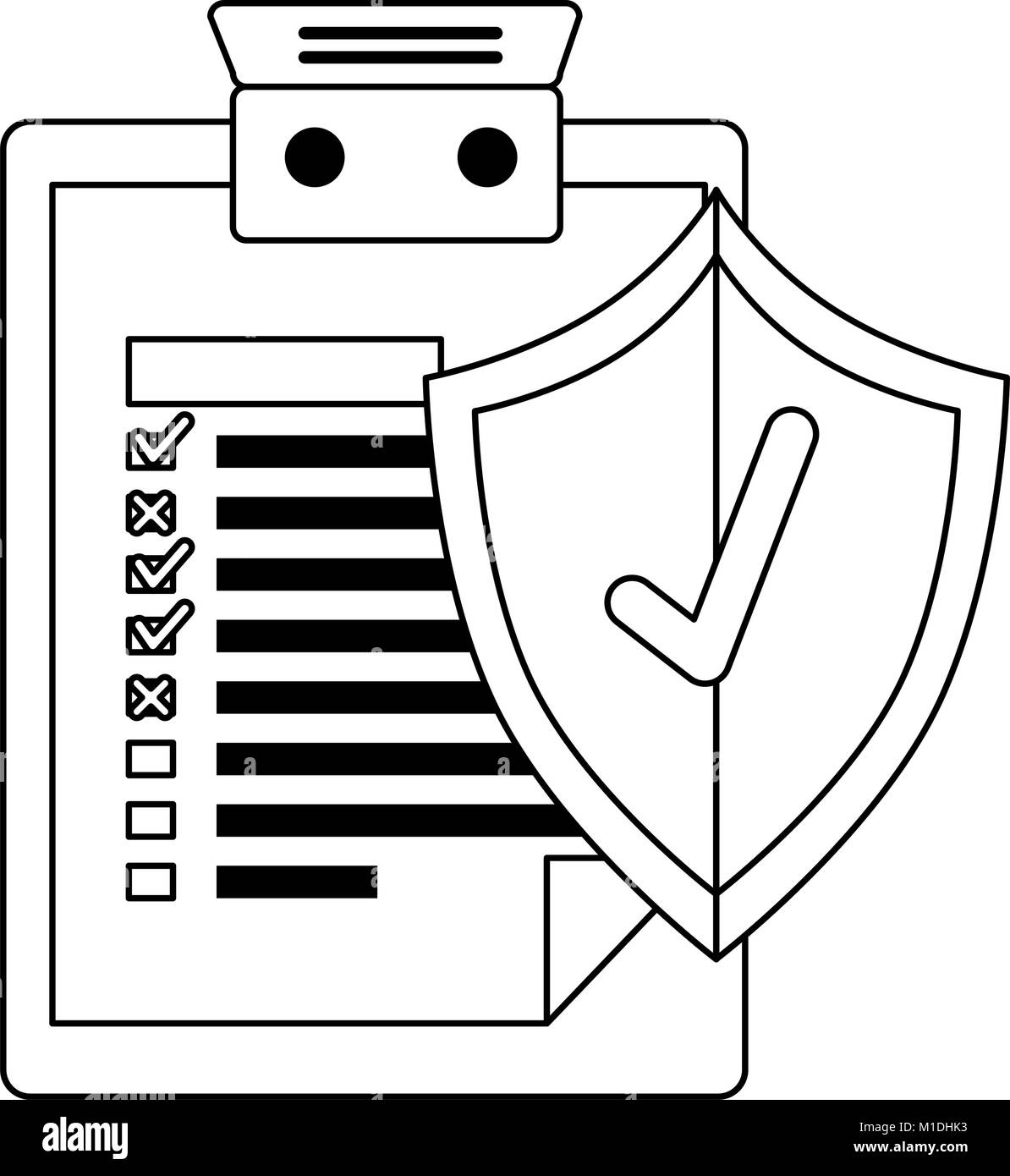 clipboard document with shield insurance vector illustration design ...