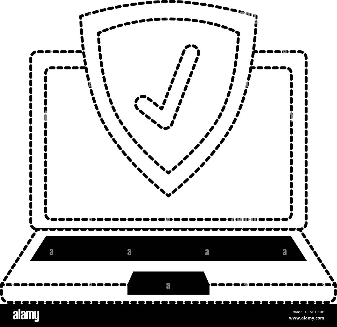 laptop computer with medical shield vector illustration design Stock ...