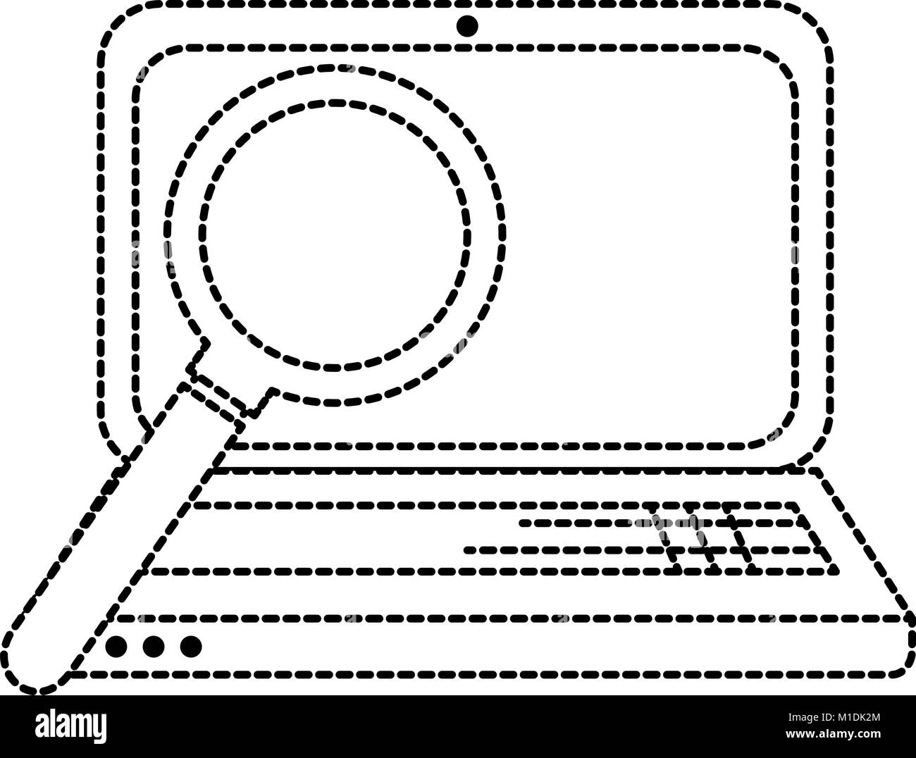 laptop computer with magnifying glass vector illustration design Stock ...