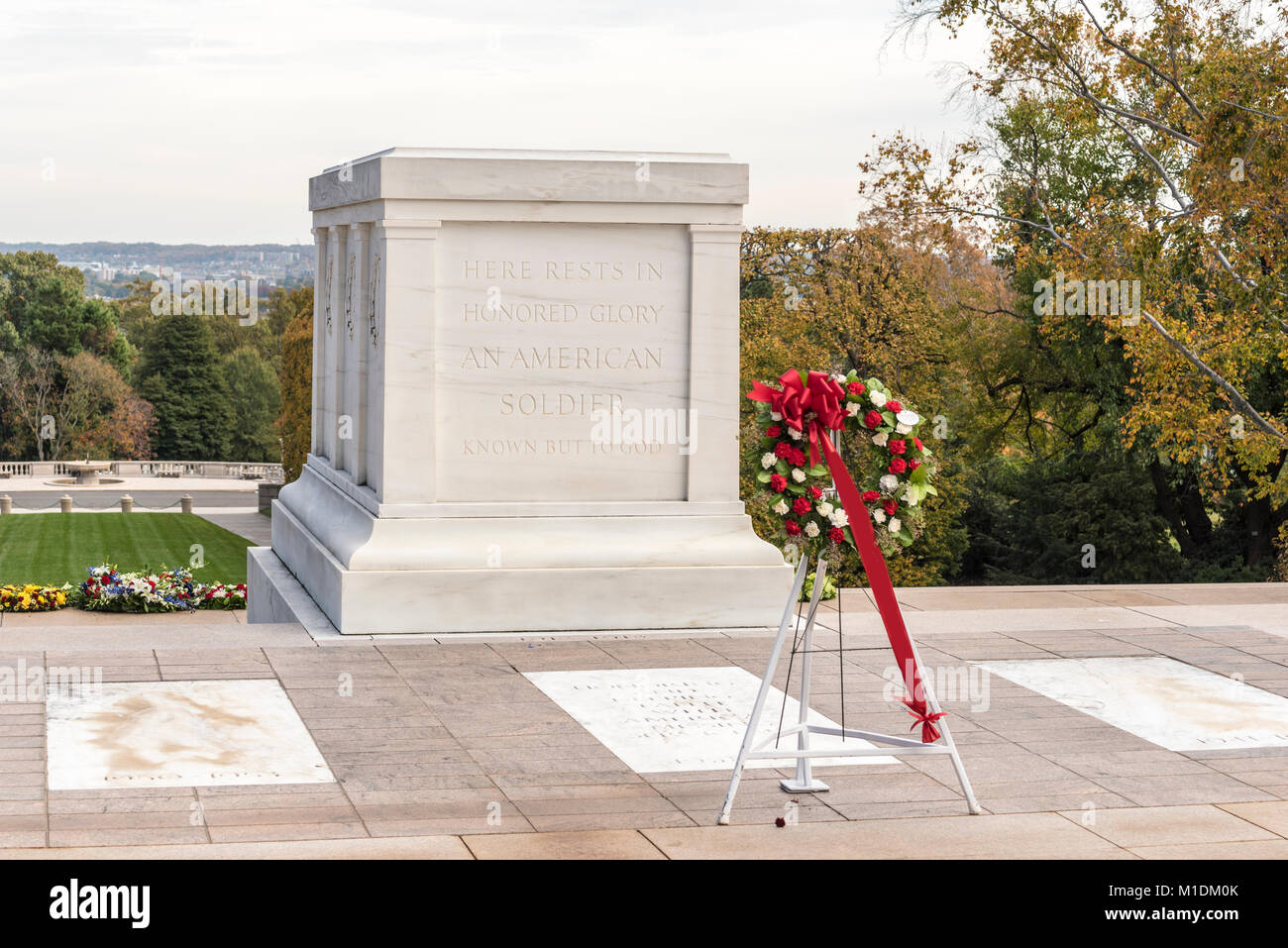 Tomb of the Unknown Soldier at Arlington National Cemetery on the outskirts of Washington DC, capital city of the USA Stock Photo