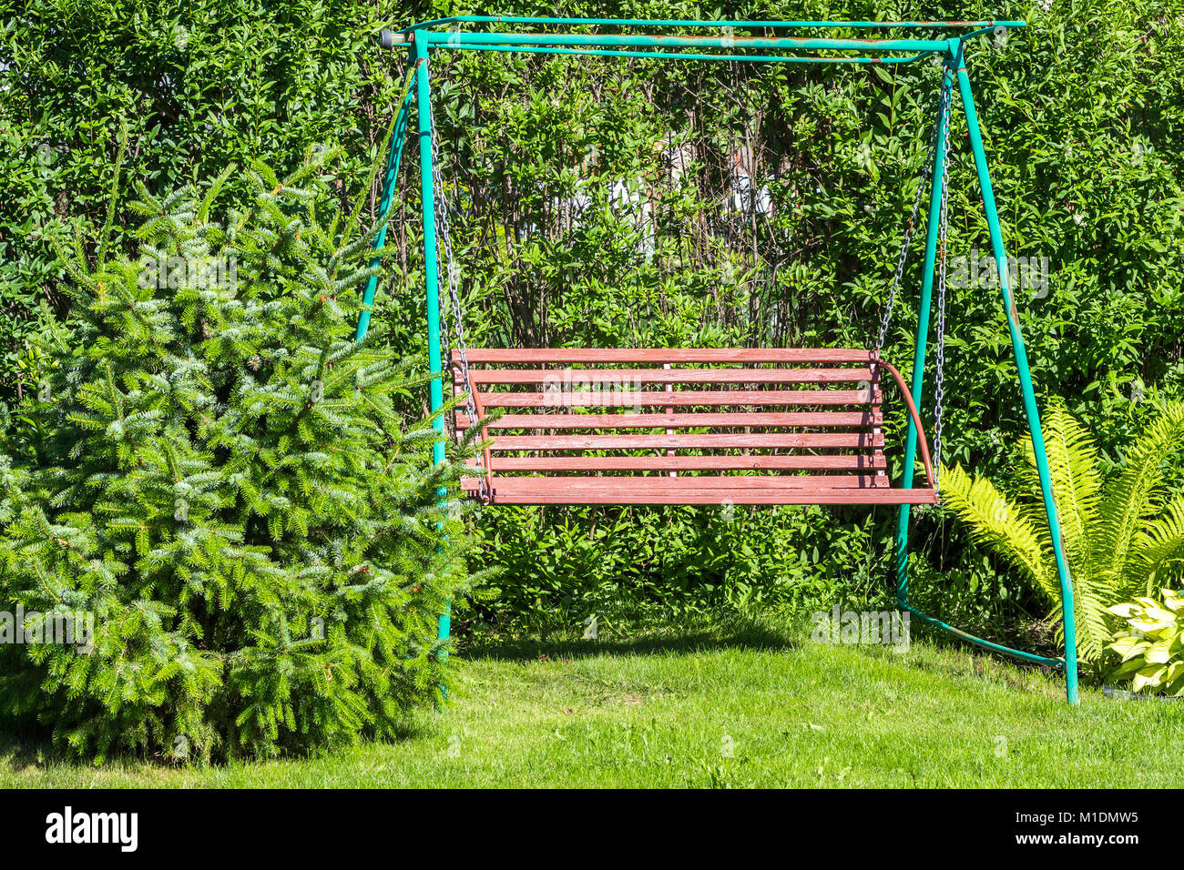 Old Empty Garden Swings In The Backyard Stock Photo 173020097 Alamy