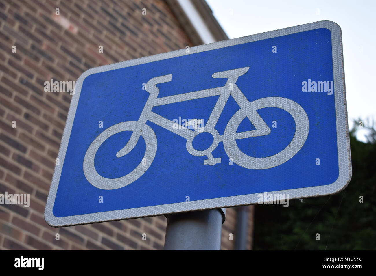 Blue highway code bike path sign hi res stock photography and images Alamy