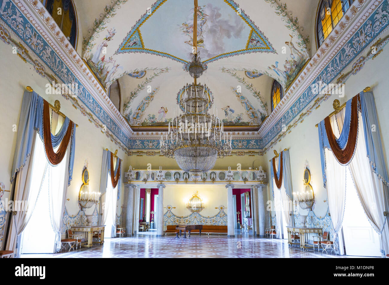 Naples, Italy,  The ballroom of the Capodimonte royal palace Stock Photo