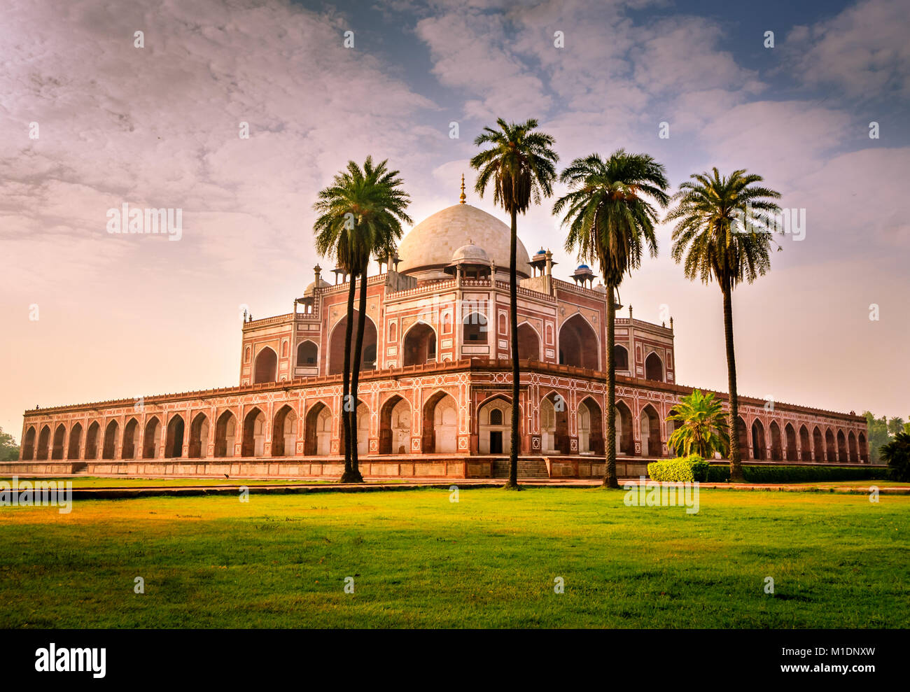 Side shot of Grand Humayun's Tomb taken early morning to avoid large crowd which this famous place attracts. Situated at Delhi in India Stock Photo