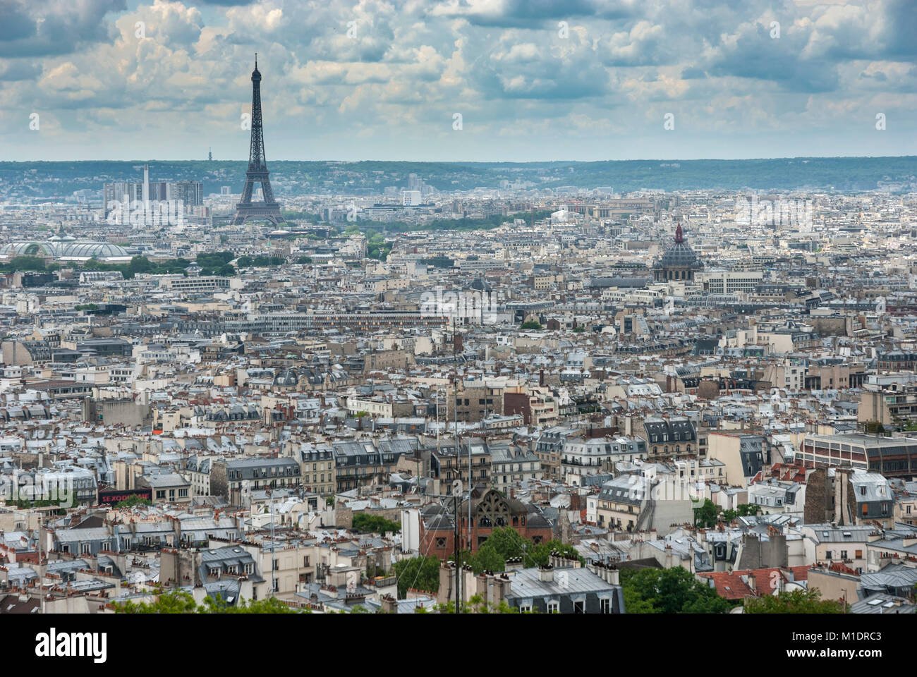 Paris skyline, view from Sacre Coeur basilica dome, Paris, France Stock Photo